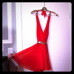 Beautiful Bebe Bright Orange Coral XS Dress